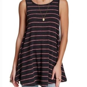 We the Free Grey Striped Garden Sleeveless Flared Tank Top Medium